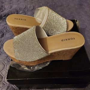 Rhinestone Cork Wedge